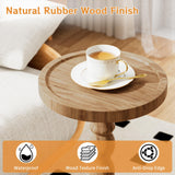 iFaveorr Small Side Table, Rubberwood‌ Drink Table for Small Spaces, Solid Wood Pedestal Coffee Tables, Round End Tables for Living Room, Sofa Couch, Bedroom, Corners, and Office (Brown, 9.4 inch) iFaveorr