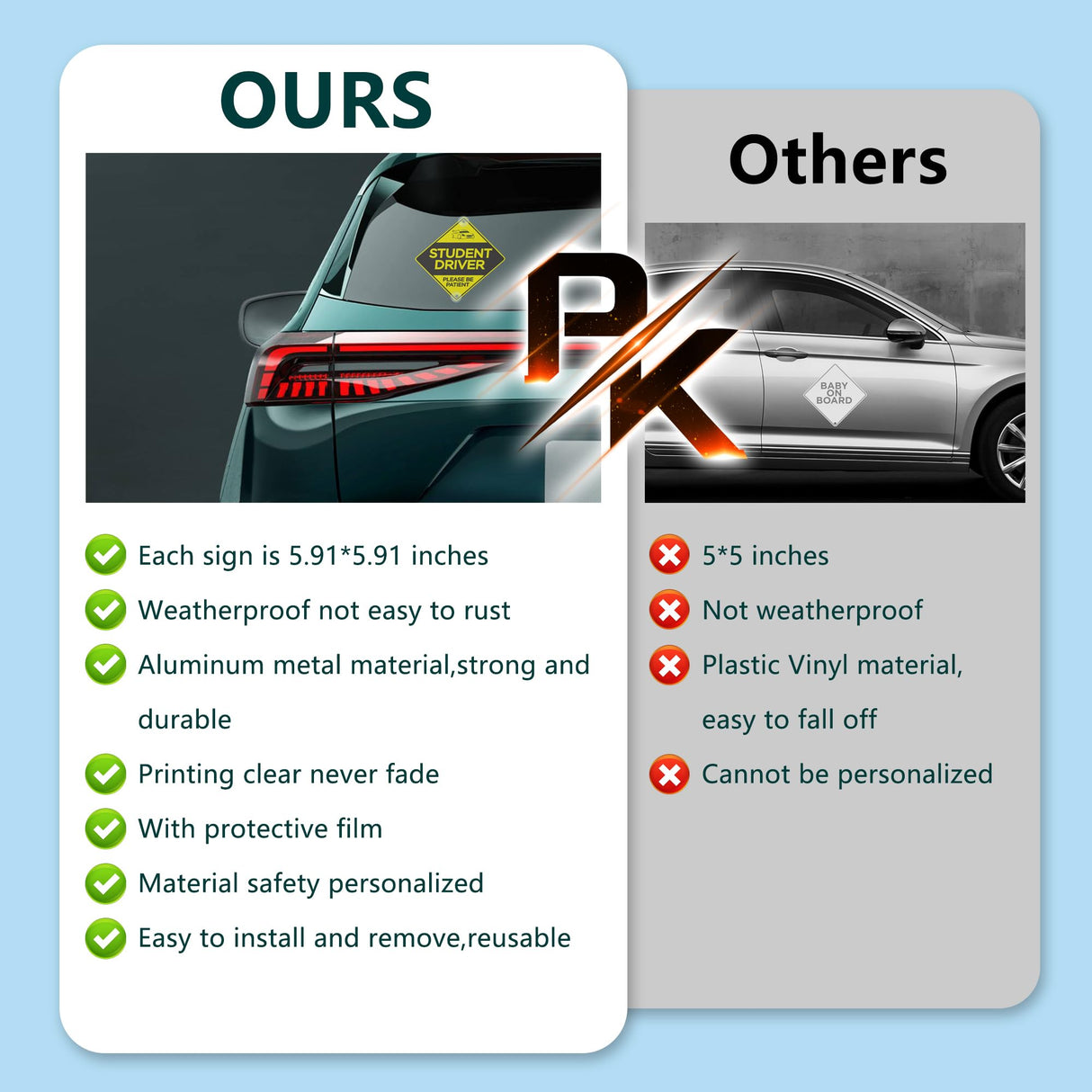 Metal Sublimation Signs, 4 Pack 6" x 6" Sublimation Blanks Suction Cup Car Window Sign, Custom Metal Signs for Hanging SMASMILE