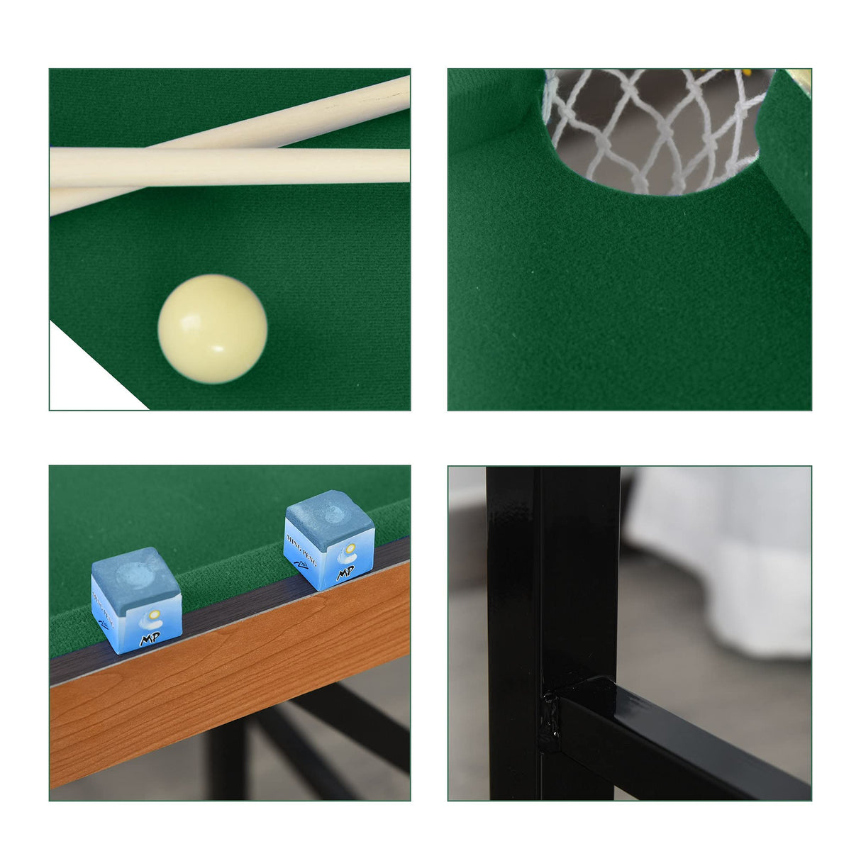 Soozier 55" Portable Folding Billiards Table Game Pool Table for Whole Family Number Use with Cues, Ball, Rack, Chalk, Green HOMCOM