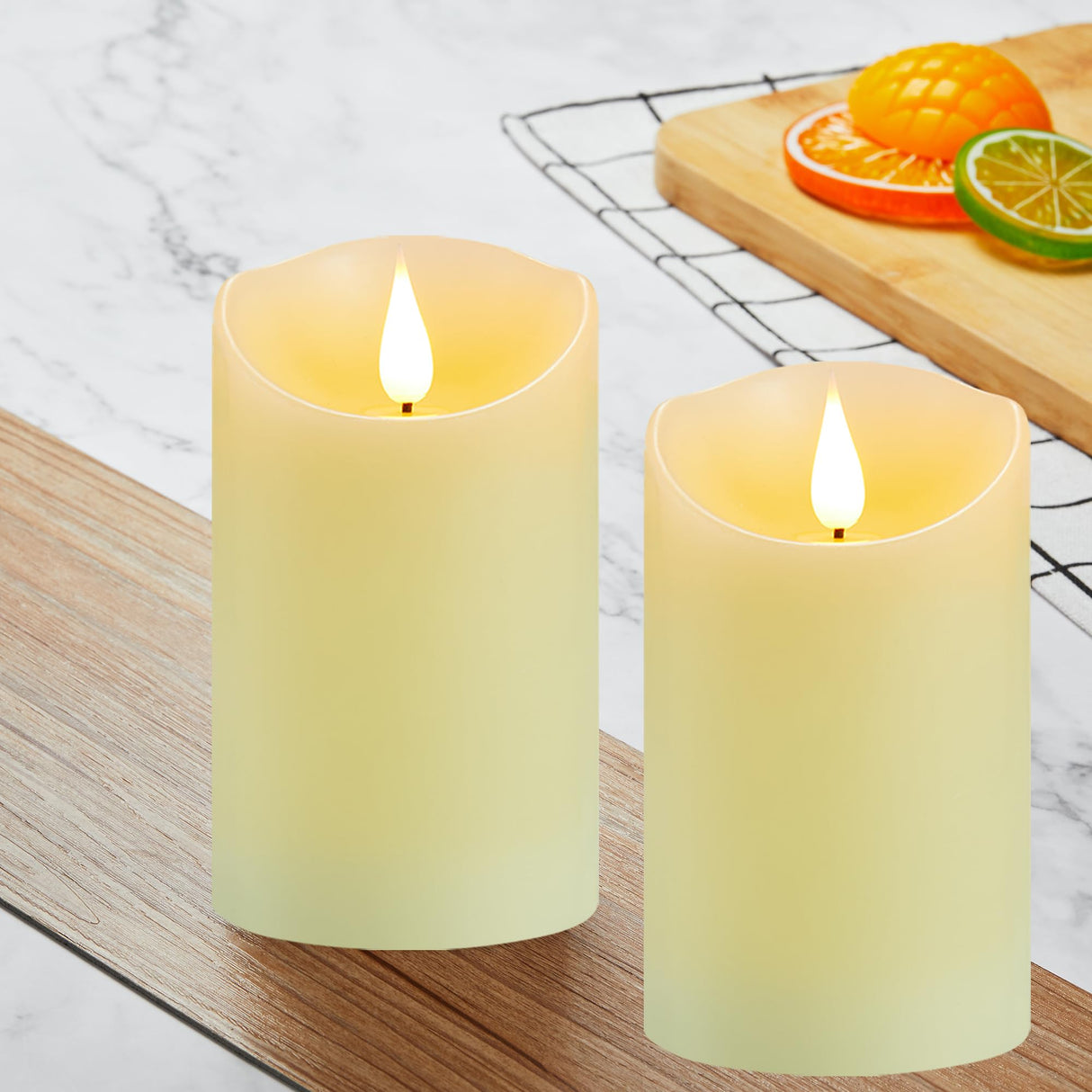 Guluto Rechargeable Candles, 3" x 6", Set of 2, Flameless Candles with Remote and Timer, led Pillar Candles Real Wax 3D Wick, led Ivory Candles for Home, Wedding, Birthday Guluto