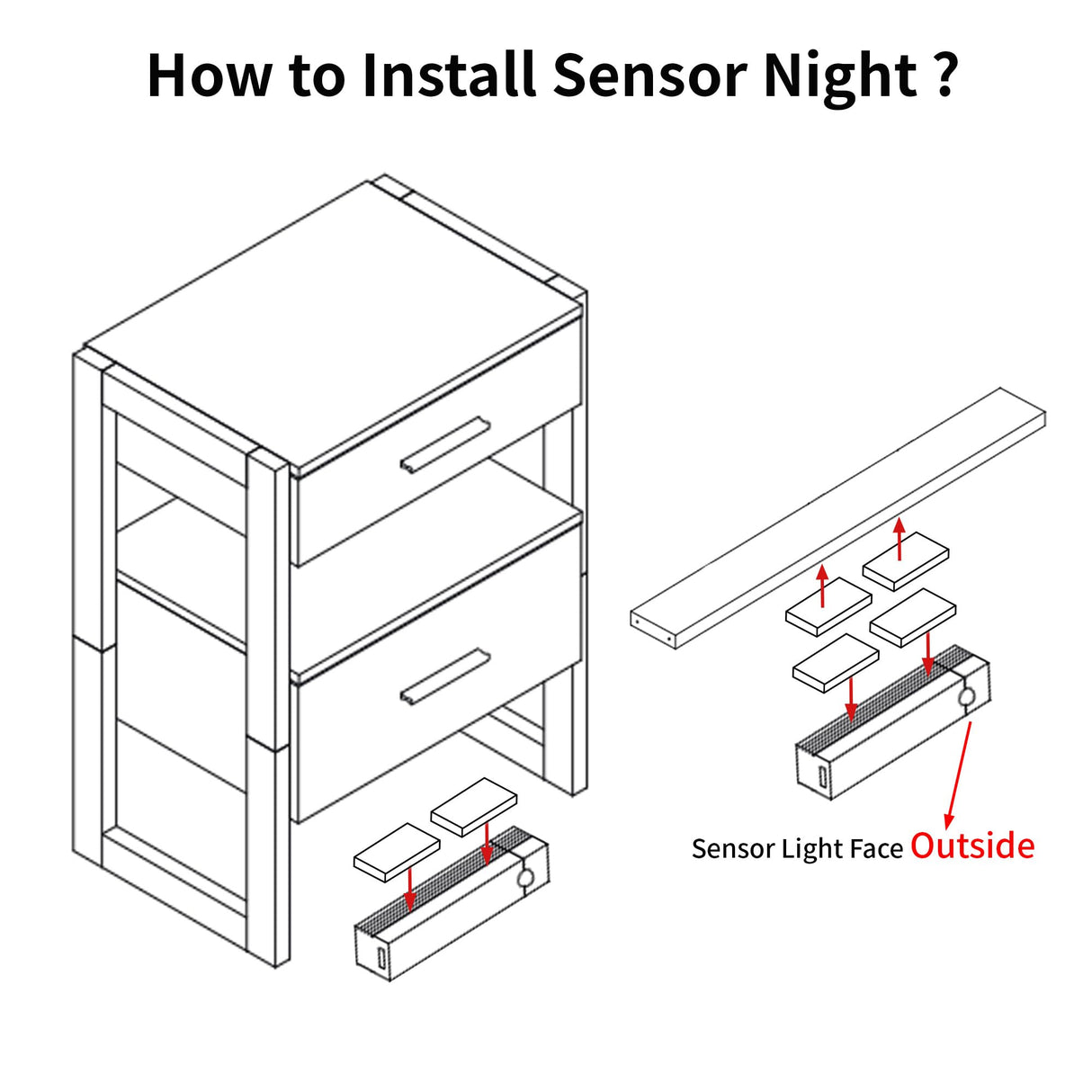 Edospaen Solid Wood Nightstand Night Stand with Motion Sensor Night Light & Storage Drawer, Wooden Bedside Table End Table Sofa Side Table Edospaen