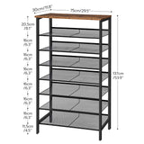 HOOBRO 8-Tier Shoe Rack, Large Capacity Shoe Shelf, Shoe Storage Organizer for 21-28 Pairs of Shoes, Front Door Entrance, Entryway, Hallway, Closet, Space Saver, Rustic Brown and Black BF18XJ01 HOOBRO