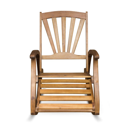 Christopher Knight Home Alva Outdoor Acacia Wood Rocking Chair with Footrest, Teak Finish - WoodArtSupply