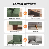 DOPEDIO Modern Loveseat Sofa for Living Room,Chenille Recliner, Removable Cover, Spring Cushions, Solid Wood Frame, Easy Assembly for Small Spaces (71.25inch，Green) DOPEDIO