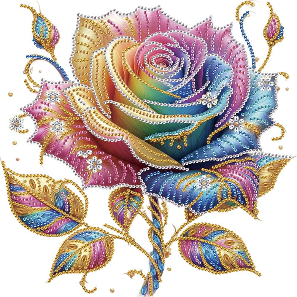 WSLWXSHM 5D Special Shape Diamond Art Kits for Beginners, Rose Flower Diamond Painting Kits for Adults, Crystal Rhinestones Diamond Painting for Home Wall Decoration Gift 12×12inch/30×30cm WSLWXSHM
