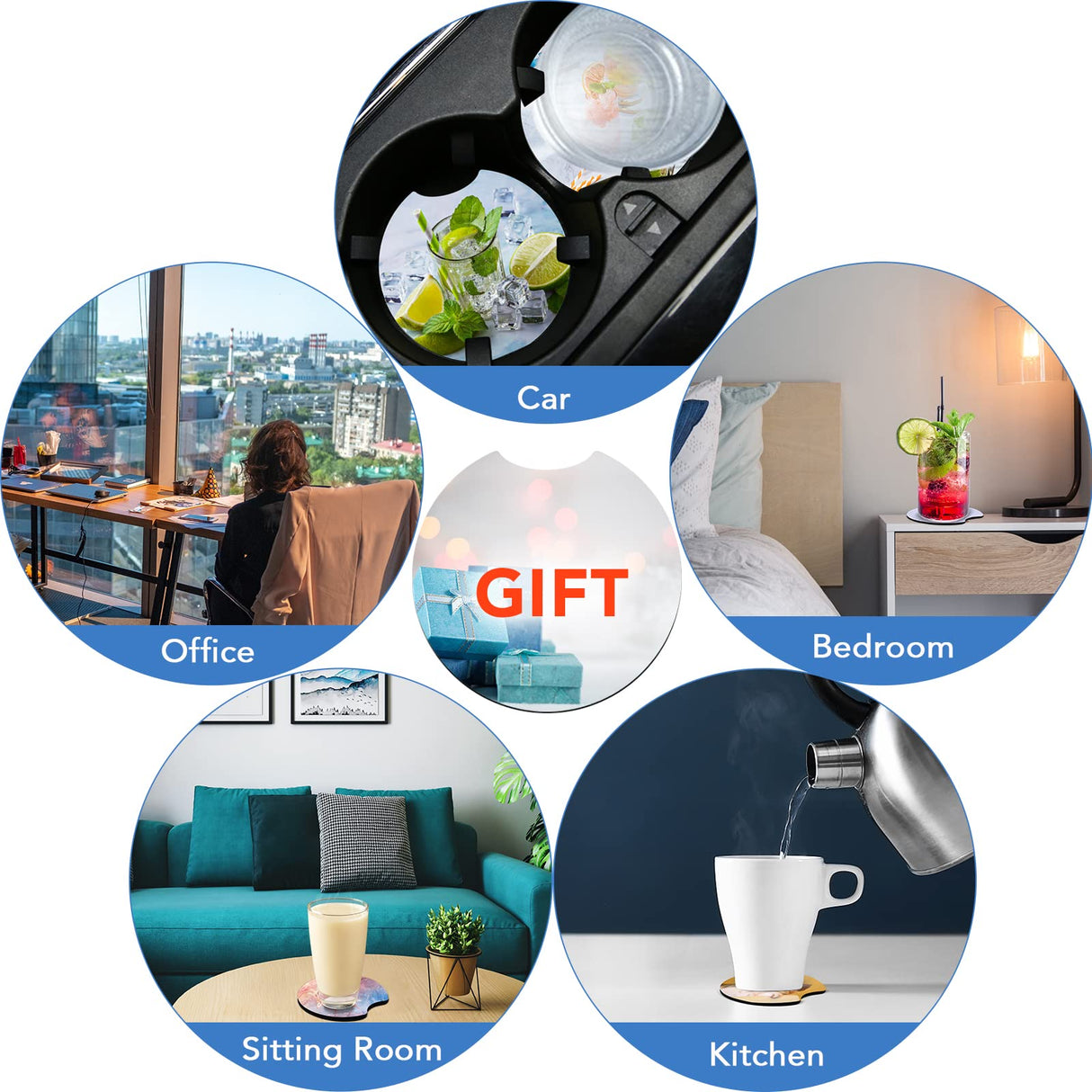 150 PCS Sublimation Blank Car Coasters, 2.75 in Circular Opening Blank Sublimation Coasters for Thermal Sublimation DIY Crafts, Car Coasters. NEOACT