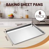 BIEAMA 6 Pack Half Size Baking Sheet Pan Aluminum Commercial Pan for Oven Freezer Bakery Hotel Restaurant 13" × 18" BIEAMA