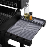 Griddle Mat Barbeque Grill Accessories Tools for Blackstone, Side Shelf Mat Grill Pad for Outdoor Grill Kitchen Counter Spatula Silicone Mat with Drip Pad for Kitchen, Cooking, Countertop (Grey) Find law