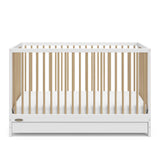 Graco Teddi 5-in-1 Convertible Crib with Drawer (White with Driftwood) – GREENGUARD Gold Certified, Crib with Drawer Combo, Full-Size Nursery Storage Drawer, Converts to Toddler Bed Graco