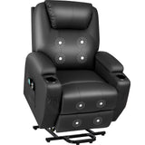 JUMMICO Power Lift Recliner Chair with Massage for Elderly PU Leather Modern Reclining Sofa Chair with Cup Holders, Remote Control, Adjustable Furniture (Black) JUMMICO