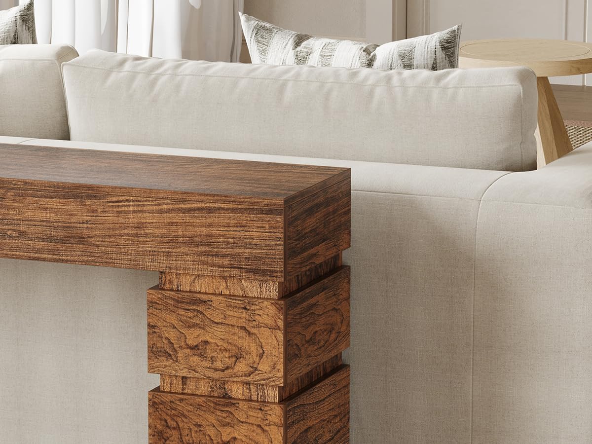 LIKEMET 55 Inch Console Table Farmhouse Entryway Table, Wood Sofa Table Accent Table with Open Storage, Narrow Couch Table for Entrance, Hallway, Foyer, Living Room LIKEMET