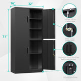 Metal Storage Cabinet with 3 Adjustable Shelves,Garage Storage Cabinet with Lock,Black Metal Cabinet with Locking Doors,Steel Cabinet 4 Doors,71" Lockable Storage Cabinet for Garage,Home,Office SISESOL