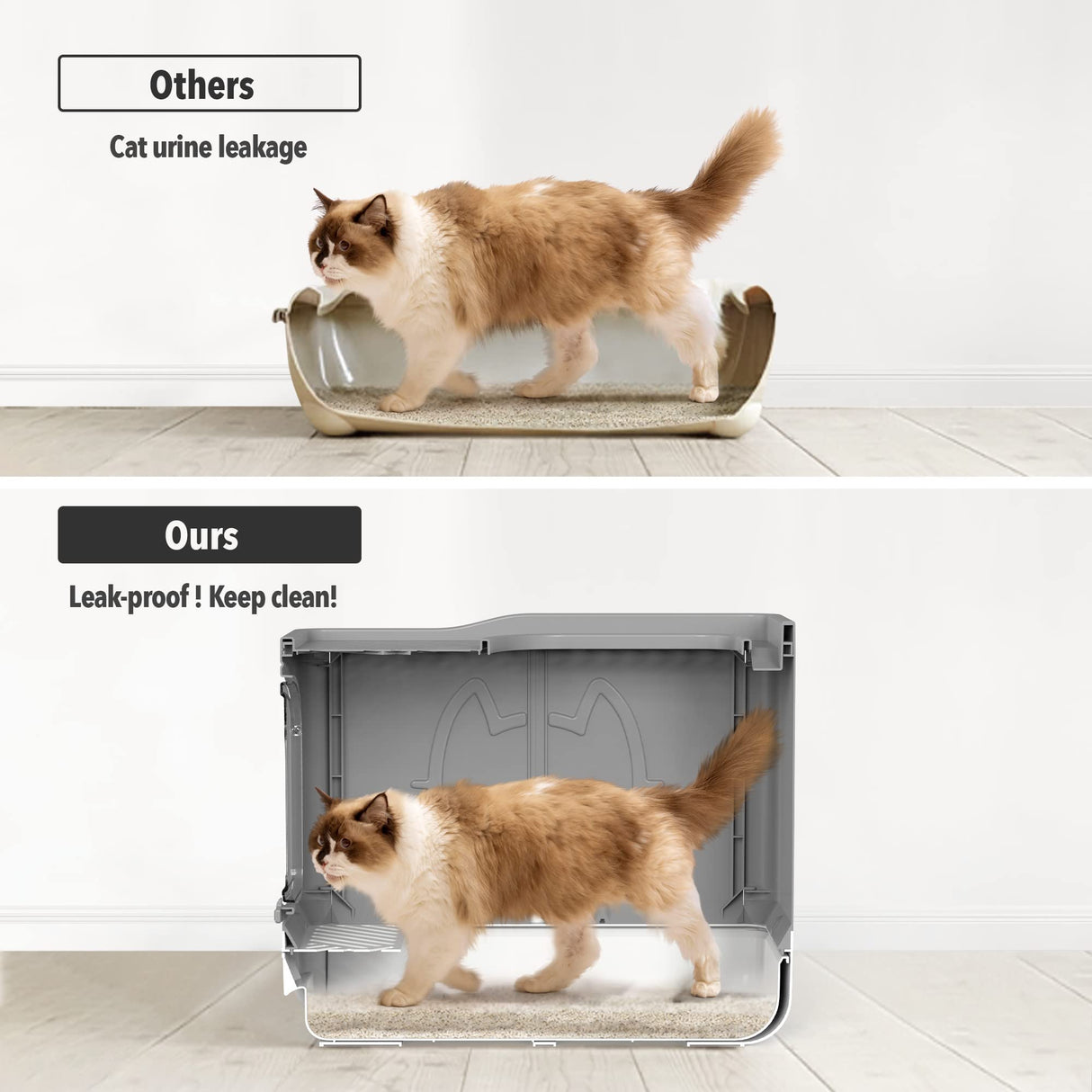Pet Prime Covered Cat Litter Box for Indoor Cats, Anti-Splashing Large Enclosed Litter Box with Lid Top Side Entry Deep Drawer Kitty Litter Pan with Scoop Easy Cleaning Pet Prime