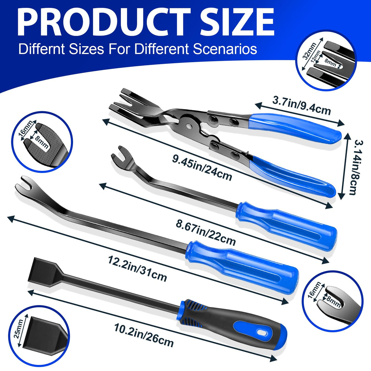 Keze 17 Pcs Hook and Pick Set Auto Trim Removal Tool Kit,Clip Plier Remover Tool Gasket Scraper Telescoping Magnetic Pickup Tool for Automotive Repair and Car Body Door Panel Fastener Removal Keze