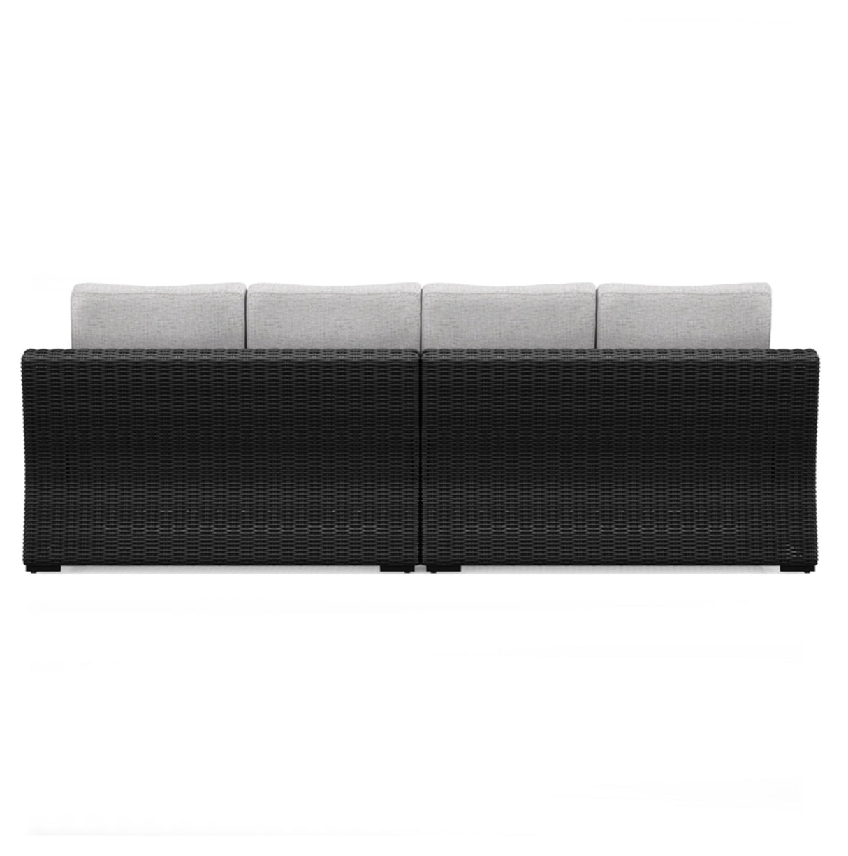 Signature Design by Ashley Beachcroft Casual Weather Resistant 2-Piece Outdoor/Indoor Loveseat with Cushion and 4 Toss Pillows, Black & Light Gray Signature Design by Ashley