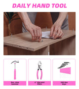 DIFFLIFE Tool Set Pink-40 Piece - General Household Hand Tool Kit with Plastic Toolbox Storage Case(Pink) DIFFLIFE