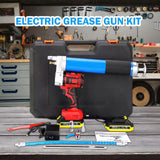 21V Electric Grease Gun with Battery*2, 12000 PSI Cordless Grease Gun Kit with Case & Accessories (Charger, Coupler Locks, tip, Hose, Cartridge Tube) Towiac