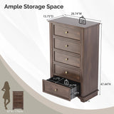 VINGLI 47" Tall Dresser 5 Drawer Chest of Drawers, Wood Dresser for Bedroom, Brown Chest Dressers Wooden VINGLI