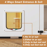 DAWNSPACES Enclosed Cat Litter Box Enclosure, Hidden Kitty Litter Furniture with 2 Large Drawers, 2 Glass Doors, LED Light and Cat Scratching Post DAWNSPACES