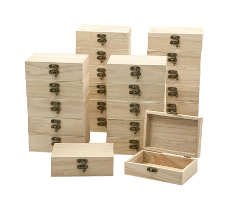 24-Pack Small Wood Box for Crafts 6"x4"x2" Unfinished Wooden Box with Lid Keepsake Box for Jewelry Storage DIY Crafts Cregugua