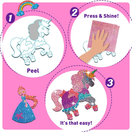 CREATIVETREES Foil Arts and Crafts for Kids – Unicorn and Princess Supplies with Clean Crafting, Mess-Free Coloring, Travel Toys, and Birthday Gifts for Girls Ages 4 5 6 7 8 9-12 CREATIVETREES