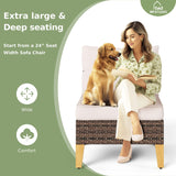 MFSTUDIO 11 Pieces Wicker Patio Furniture Set with 56" Fire Pit Table, All-Weather Rattan Outdoor Half-Moon Patio Sectional Sofa Set, 4 x Curved Sofa, 2 x Armless Sofa, 2 x Ottoman(Beige Cushion) MFSTUDIO