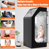 bsdonte Portable Sauna for Home, Personal Steam Sauna Box, Indoor Sauna Tent at Home Full Body with 1000W 2.6L Steamer, Timer, Remote Control, Folding Chair, 9 Levels Heating, 2.6' x 2.6' x 5.9' bsdonte