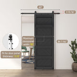 JUBEST 30" x 84" Barn Door, Slding Barn Door Kit Wave Shape Barn Door Panel with Hardware Kit Include, Easy Installation, MDF Board & PVC Covered, Black JUBEST