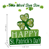 Happy St. Patrick's Day Wood Block Table Sign, Wooden Shamrock Table Top Decorations Tiered Trays Desk Shelf Irish Home Office Coffee Bar Decor 3 Pieces Green OEQSHMY