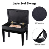 AW Adjustable Height Piano Bench Stool PU Leather Wooden Keyboard Seat with Music Storage Weight Capacity 400lbs Black AW