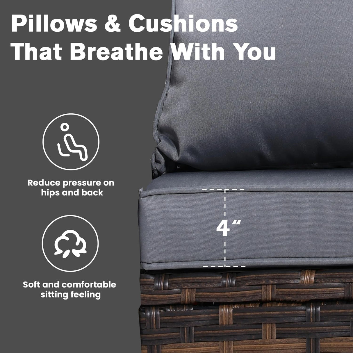 MELLCOM 8 Pieces Patio Furniture Set, Outdoor Wicker Chairs with Ottomans, 3-Seat Sofa & Dining Table, All-Weather Conversation Set with Water-Resistant Cushions & High Back for Garden, Backyard MELLCOM