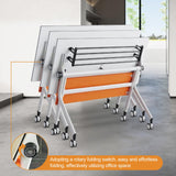 Conference Room Table,4 Pack Modern Office Folding Conference Training Table，Flip Top Mobile Seminar Table with Lockable Wheels,Mobile Foldable Meeting Table for Classroom Office (Orange) HDXZTQ