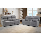 EBELLO Manual Living Room Furniture Reclining Couch Set, Soft Fabric Recliner Loveseat and 3 Seat Sofa Couch for Meeting Room, Overstuffed Backrest(Loveseat+Sofa) EBELLO