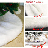 CHICHIC 48 inch Christmas Tree Skirt Faux Fur Xmas Tree Skirt Christmas Decorations Holiday Tree Ornaments Tree Decoration for Christmas Home Decorations, Xmas Party Holiday Decorations, Snow White CHICHIC