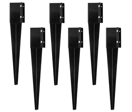 Sekcen 6 Pcs Fence Post Anchor Ground Spike 4x4 Metal Post Stake 24 Inch for Mailbox Deck Railing Black Sekcen
