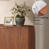 Hootata 47.2''W Walnut Shoe Storage Cabinet for Entryway with 4 Flip Drawers, Fluted Slim Shoe Cabinet, Free Standing Wooden Shoes Organizer for Foyer, Hallway Hootata