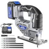 Cordless Jigsaw Tool Compatible with Dewalt 20V Battery, Variable Speed, LED Light, 0°-45° Bevel Cuts, 3-Position Orbital Action, Brushless Motor for Straight Curve Circle Cutting Ecarke
