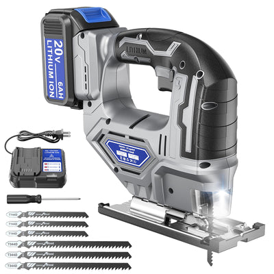 Cordless Jigsaw Tool Compatible with Dewalt 20V Battery, Variable Speed, LED Light, 0°-45° Bevel Cuts, 3-Position Orbital Action, Brushless Motor for Straight Curve Circle Cutting