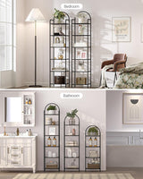 Hzuaneri Bookcase Bookshelf, Tempered Glass Bookshelves, Slim Shelving Unit for Bedroom, Bathroom, Home Office, Steel Frame, 6 Tier Black BC10601B Hzuaneri