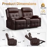 TOMOSLTER Loveseat Recliner Sofa, Home Theater Seating Massage Reclining Couch with USB, Center Console, Wall Hugger RV Recliners, 145° Adjustable Recline & Cup Holders, for RV & Movie Room TOMOSLTER