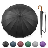 G4Free 54 Inch Large Windproof Umbrella for 2 Persons, 16 Ribs Auto Open Classic Wooden J Handle Cane Stick Golf Rain Umbrellas for Men Women Travel 120cm G4Free