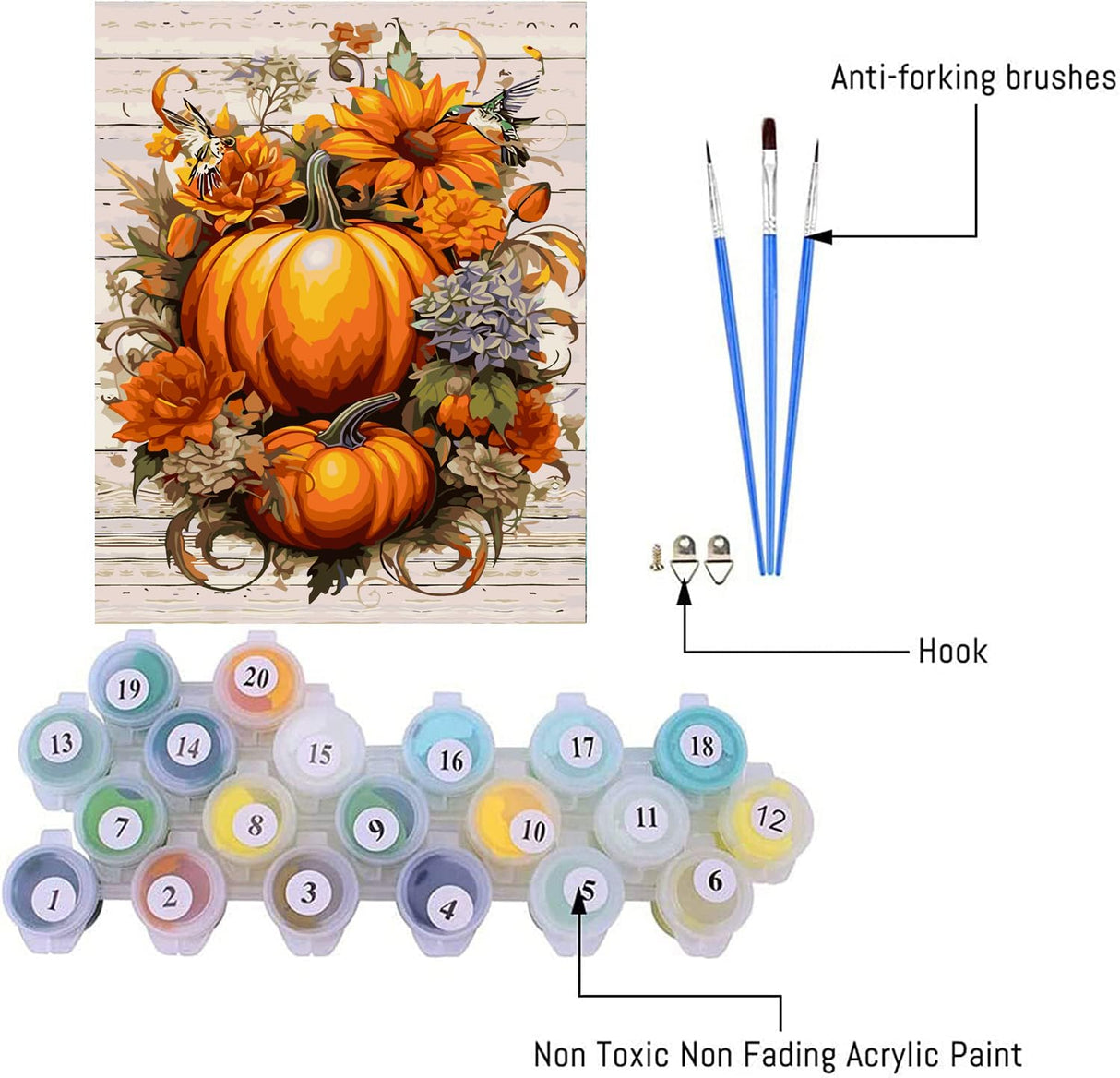 MjhRcll Fall Paint by Numbers for Adults,Pumpkin Paint by Numbers Kits for Beginner,Autumn Paint by Number on Canvas for Holiday Home Wall Decor 16X20 Inch MjhRcll