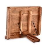 NIRMAN Acacia Wood Book Stand Adjustable Angle Reading Book Holder for Textbook, Receipe, Music Books, Tablet for Home Office Kitchen Lightweight Bookstand (11" x 9" x 1.5") NIRMAN