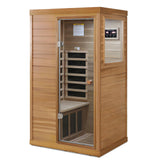 Infrared Home Sauna Room 1 Person Mini Infrared Sauna 1050W Dry Saunas for Home Red Cedar Wooden Indoor Sauna Spa with 6 Low EMF Heaters, Bluetooth Speakers, LED Reading Lamp, Tempered Glass SALUSHEAT