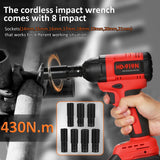 Lepmerk Brushless Cordless Impact Wrench Set, 1/2 inch, 320 ft-lbs / 430N.m Max Torque, Includes 3.0A Li-ion Battery and 8 Impact Sockets for Car Tires Lepmerk