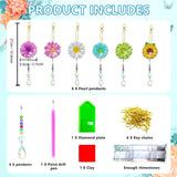 JeCuiK 6 Pcs Daisy Diamonds Painting Wind Chimes Suncatcher Double Sided Flower Rhinestone Painting Wind Chime 5D DIY Crystal Diamond Painting Kits Paint by Number Hanging Ornaments Mom Gifts JeCuiK