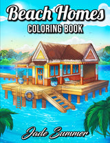 Beach Homes: An Adult Coloring Book with Beautiful Vacation Houses, Charming Interior Designs, and Relaxing Nature Scenes WoodArtSupply