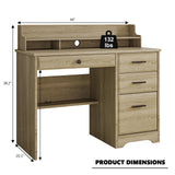 4 EVER WINNER Computer Desk with Drawers, Farmhouse Home Office Desk with Monitor Stand and File Drawer, Wood Simple PC Desk with Storage, Writing Desk for Bedroom, Grey 4 EVER WINNER