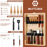 BUTUZE Leather Working Kit, Boxed Leather Tooling Kit, Leather Crafting Tool Kit, Cutting, Punching, Carving, Heavy Duty Leather Sewing Kit Professional Leather Working Tools and Supplies BUTUZE