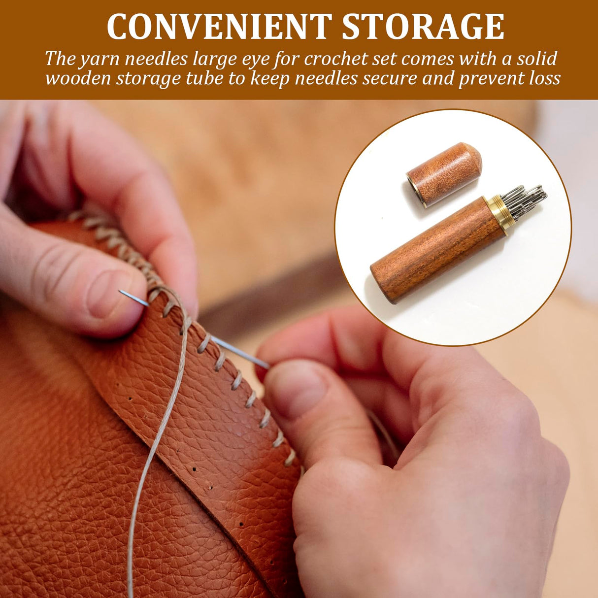 50 PCS Large Eye Embroidery Needles, 5 Sizes, Stainless Steel Yarn Knitting Needles for Hand Sewing (Pointed) KATIZO